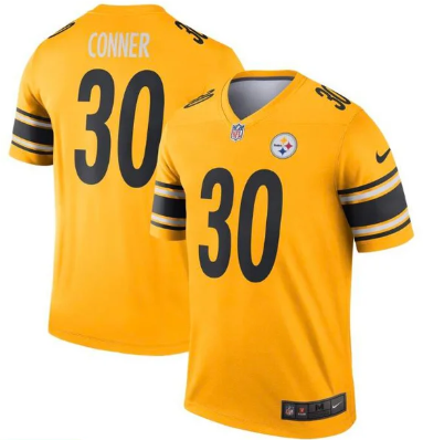 Personalized Men’s Pittsburgh Steelers #30 James Conner Gold Inverted Jersey