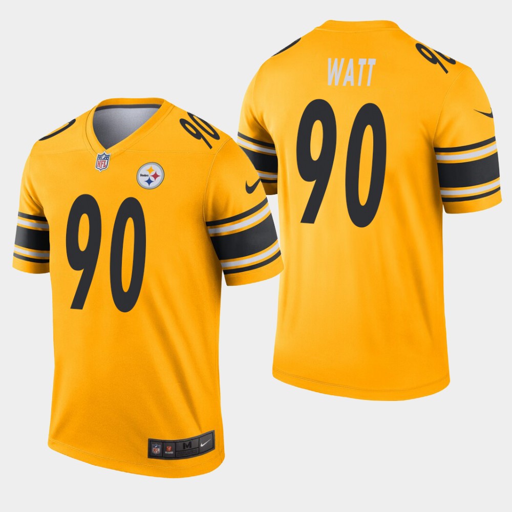 Personalized Pittsburgh Steelers #90 T.J. Watt Inverted Legend Gold Jersey