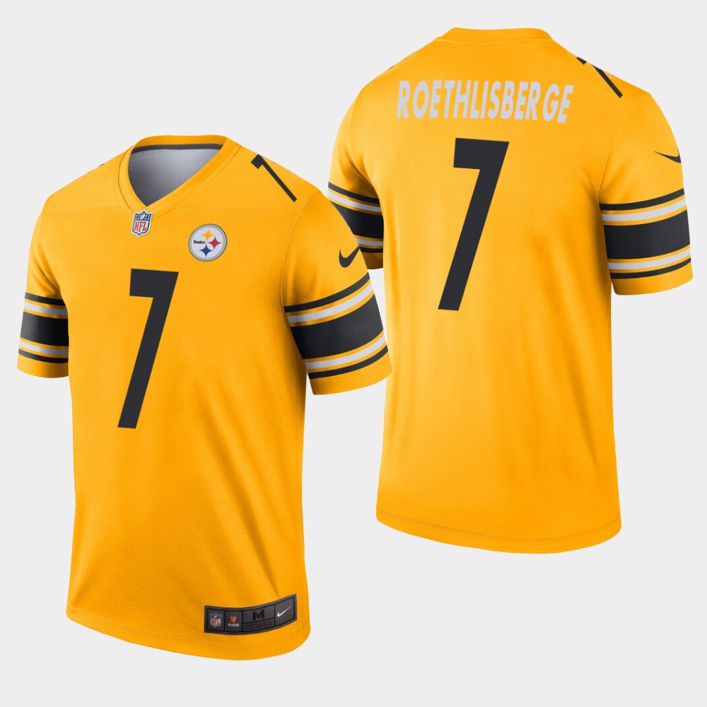Personalized Pittsburgh Steelers #7 Ben Roethlisberger Inverted Legend Gold Jersey
