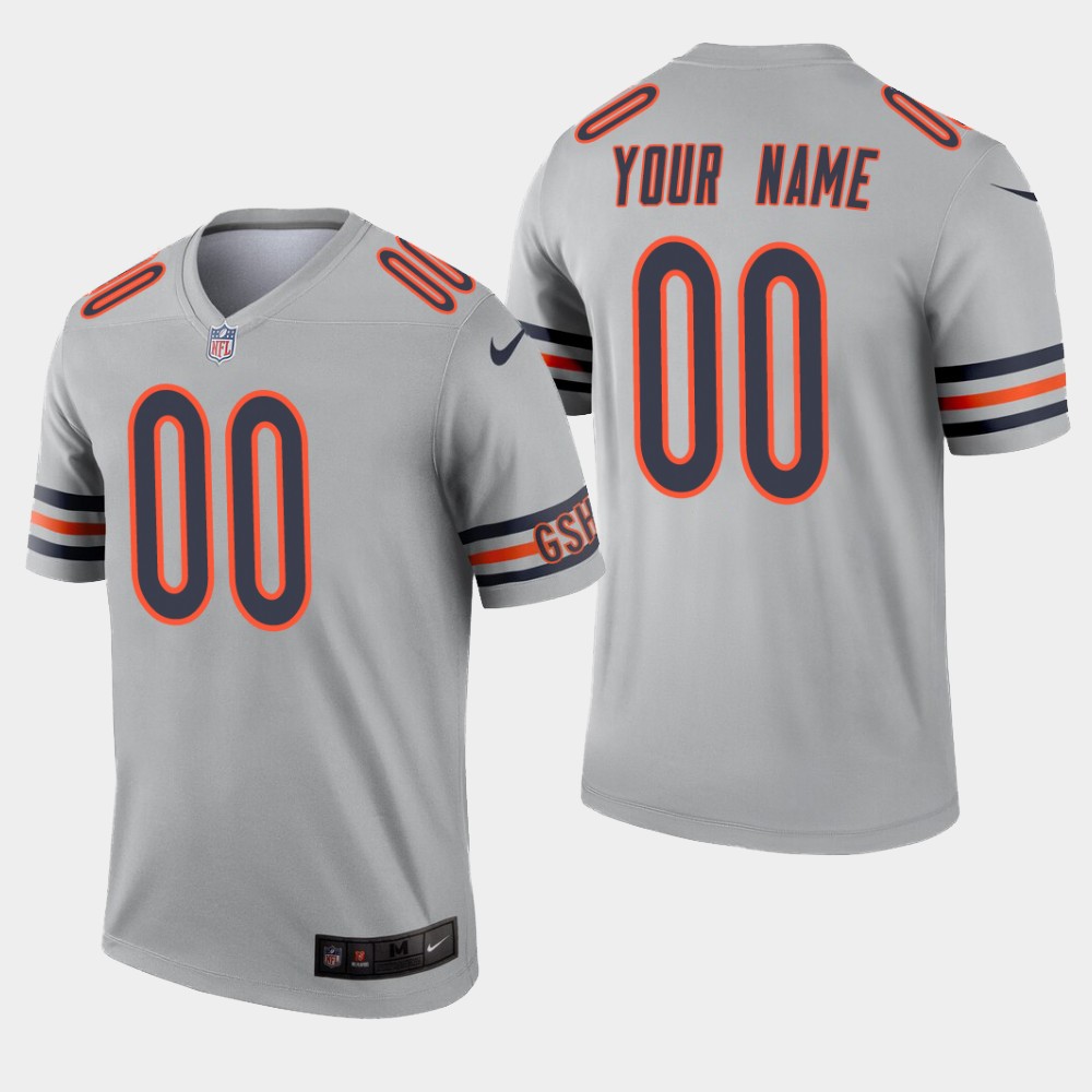 Personalized Chicago Bears #00 Inverted Legend Silver Jersey