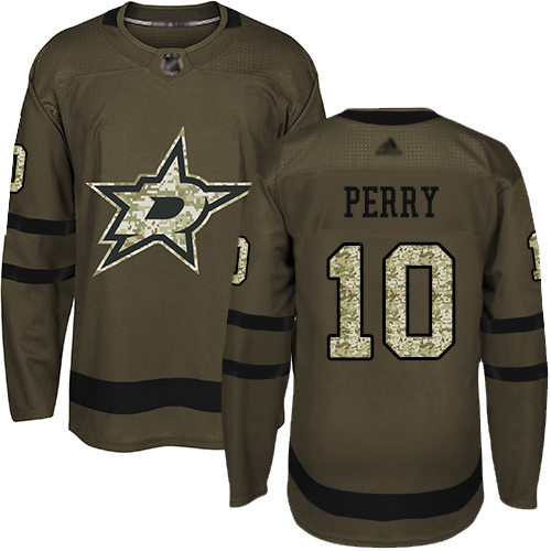 Personalized Stars #10 Corey Perry Green Salute to Service Stitched Hockey Jersey