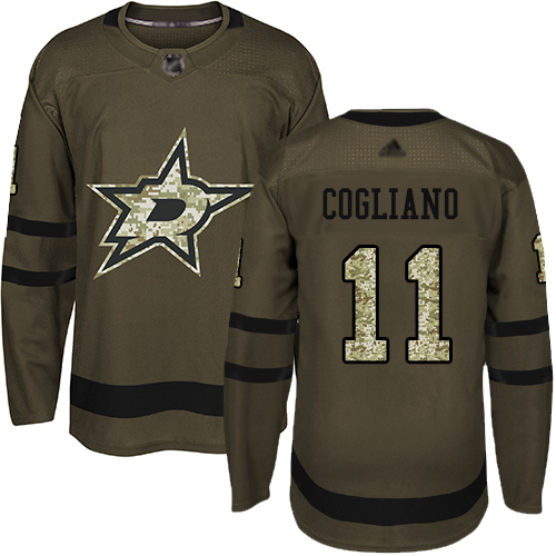 Personalized Stars #11 Andrew Cogliano Green Salute to Service Stitched Hockey Jersey