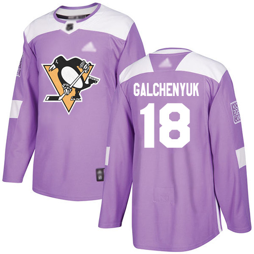 Personalized Penguins #18 Alex Galchenyuk Purple Authentic Fights Cancer Stitched Hockey Jersey