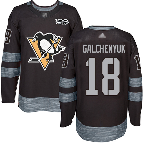 Personalized Penguins #18 Alex Galchenyuk Black 1917-2017 100th Anniversary Stitched Hockey Jersey