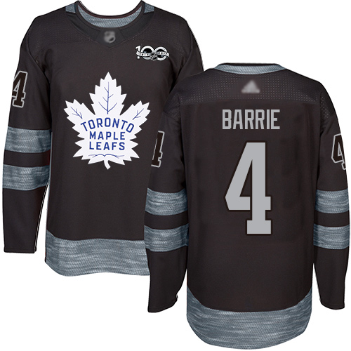 Personalized Maple Leafs #4 Tyson Barrie Black 1917-2017 100th Anniversary Stitched Hockey Jersey