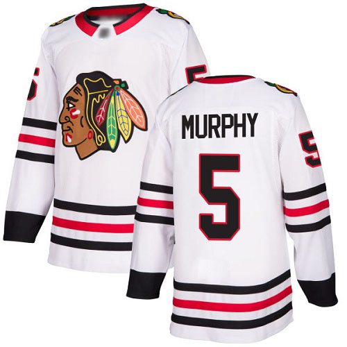 Personalized Blackhawks #5 Connor Murphy White Road Authentic Stitched Hockey Jersey