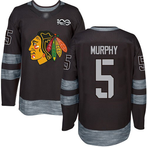 Personalized Blackhawks #5 Connor Murphy Black 1917-2017 100th Anniversary Stitched Hockey Jersey