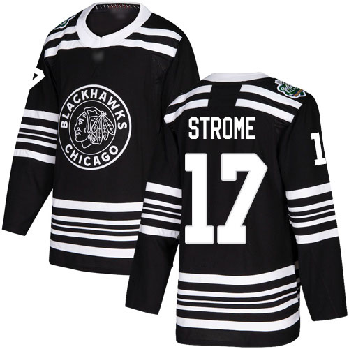 Personalized Blackhawks #17 Dylan Strome Black Authentic 2019 Winter Classic Stitched Hockey Jersey