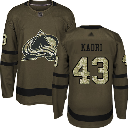 Personalized Avalanche #43 Nazem Kadri Green Salute to Service Stitched Hockey Jersey