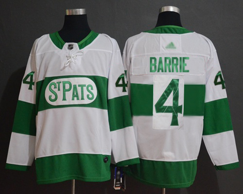 Personalized Maple Leafs #4 Tyson Barrie White Authentic St. Pats Stitched Hockey Jersey