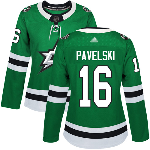 Personalized Stars #16 Joe Pavelski Green Home Authentic Women’s Stitched Hockey Jersey