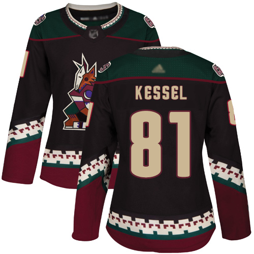 Personalized Coyotes #81 Phil Kessel Black Alternate Authentic Women’s Stitched Hockey Jersey