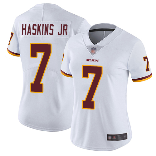 Personalized Redskins #7 Dwayne Haskins Jr White Women’s Stitched Football Untouchable Limited Jersey