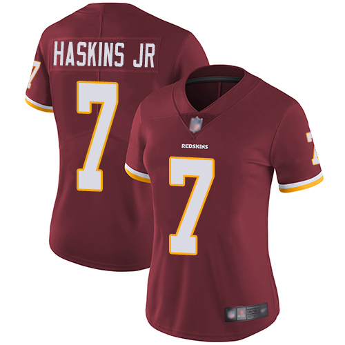 Personalized Redskins #7 Dwayne Haskins Jr Burgundy Red Team Color Women’s Stitched Football Untouchable Limited Jersey