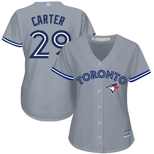Personalized Blue Jays #29 Joe Carter Grey Road Women’s Stitched Baseball Jersey