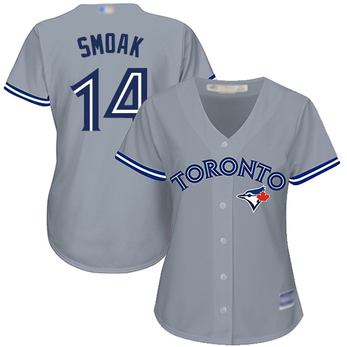 Personalized Blue Jays #14 Justin Smoak Grey Road Women’s Stitched Baseball Jersey