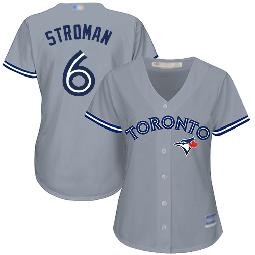 Personalized Blue Jays #6 Marcus Stroman Grey Road Women’s Stitched Baseball Jersey
