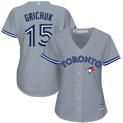 Personalized Blue Jays #15 Randal Grichuk Grey Road Women’s Stitched Baseball Jersey