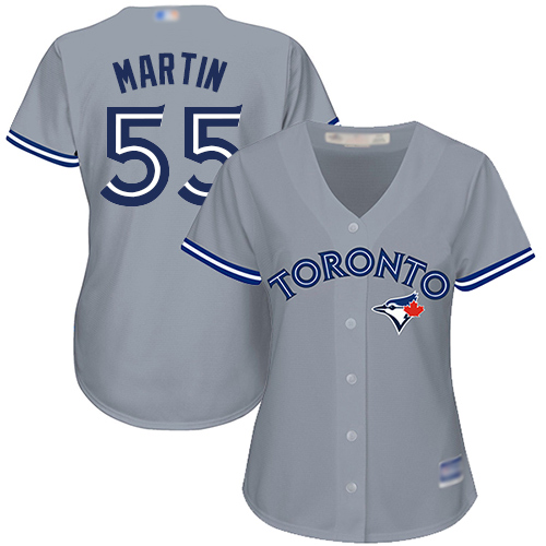 Personalized Blue Jays #55 Russell Martin Grey Road Women’s Stitched Baseball Jersey