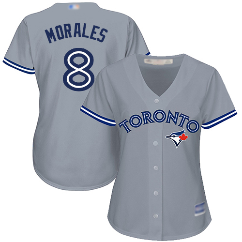Personalized Blue Jays #8 Kendrys Morales Grey Road Women’s Stitched Baseball Jersey