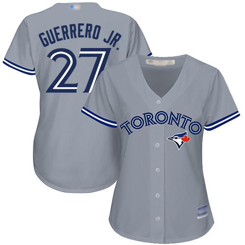 Personalized Blue Jays #27 Vladimir Guerrero Jr. Grey Road Women’s Stitched Baseball Jersey