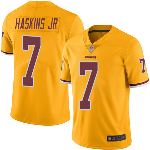 Personalized Redskins #7 Dwayne Haskins Jr Gold Youth Stitched Football Limited Rush Jersey