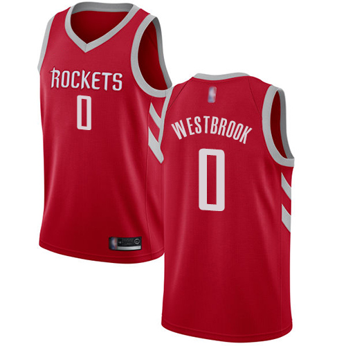 Personalized Rockets #0 Russell Westbrook Red Basketball Swingman Icon Edition Jersey