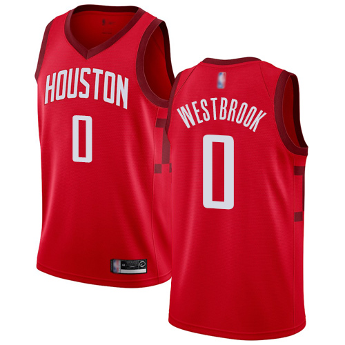 Personalized Rockets #0 Russell Westbrook Red Basketball Swingman Earned Edition Jersey