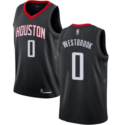 Personalized Rockets #0 Russell Westbrook Black Basketball Swingman Statement Edition Jersey