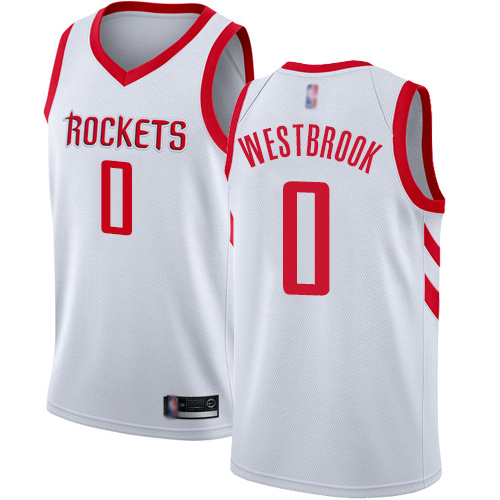 Personalized Rockets #0 Russell Westbrook White Basketball Swingman Association Edition Jersey