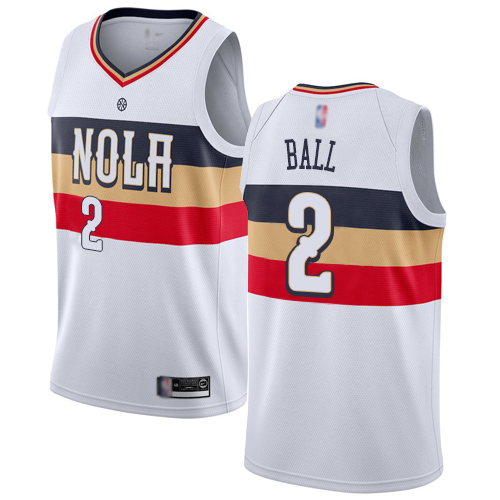Personalized Pelicans #2 Lonzo Ball White Basketball Swingman Earned Edition Jersey