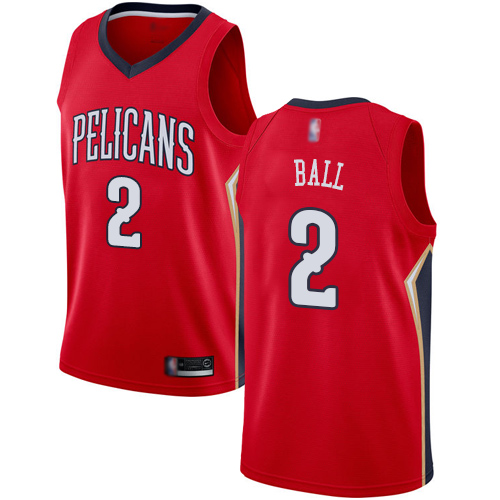 Personalized Pelicans #2 Lonzo Ball Red Basketball Swingman Statement Edition Jersey