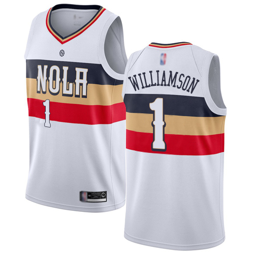 Personalized Pelicans #1 Zion Williamson White Basketball Swingman Earned Edition Jersey