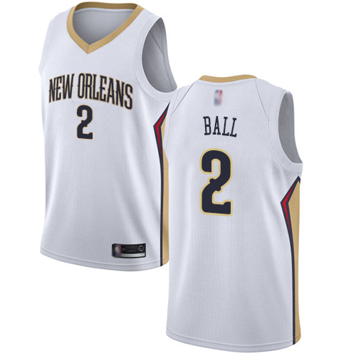 Personalized Pelicans #2 Lonzo Ball White Basketball Swingman Association Edition Jersey