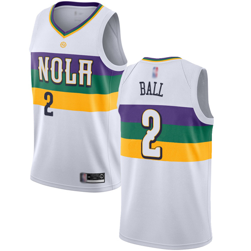 Personalized Pelicans #2 Lonzo Ball White Basketball Swingman City Edition 2018 19 Jersey