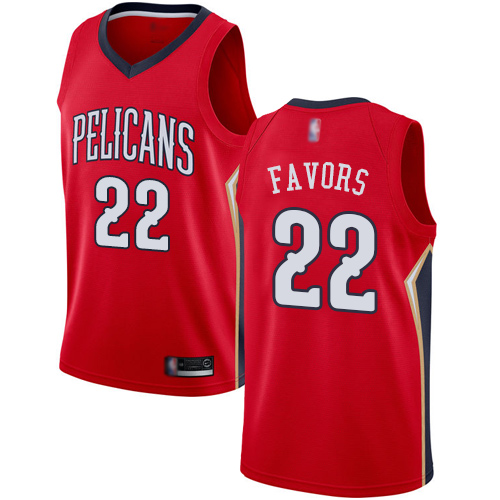 Personalized Pelicans #22 Derrick Favors Red Basketball Swingman Statement Edition Jersey