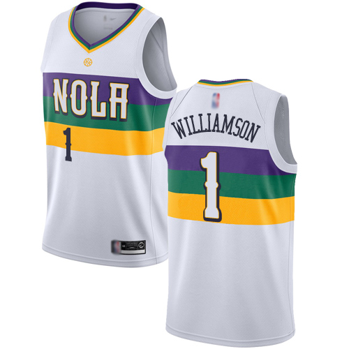 Personalized Pelicans #1 Zion Williamson White Basketball Swingman City Edition 2018 19 Jersey
