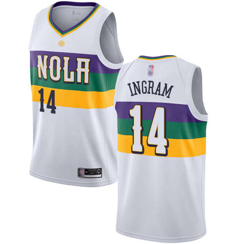 Personalized Pelicans #14 Brandon Ingram White Basketball Swingman City Edition 2018 19 Jersey