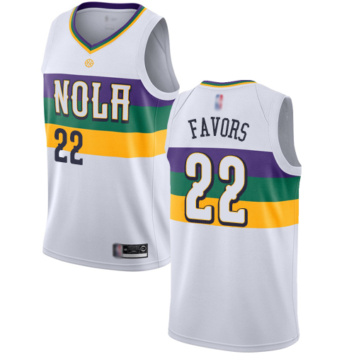 Personalized Pelicans #22 Derrick Favors White Basketball Swingman City Edition 2018 19 Jersey