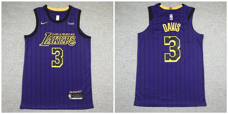 Personalized Lakers 3 Anthony Davis Purple Authentic Jersey