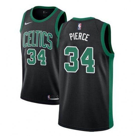 Personalized Men’s Boston Celtics #34 Paul Pierce Black Statement Edition Stitched Basketball Jersey