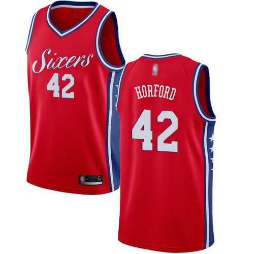 Personalized 76ers #42 Al Horford Red Basketball Swingman Statement Edition Jersey