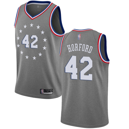 Personalized 76ers #42 Al Horford Gray Basketball Swingman City Edition 2018 19 Jersey