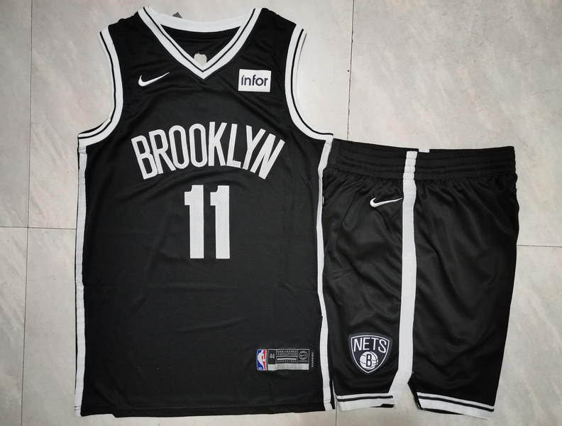Personalized Nets 11 Kyrie Irving Black Swingman Jersey(With Shorts)