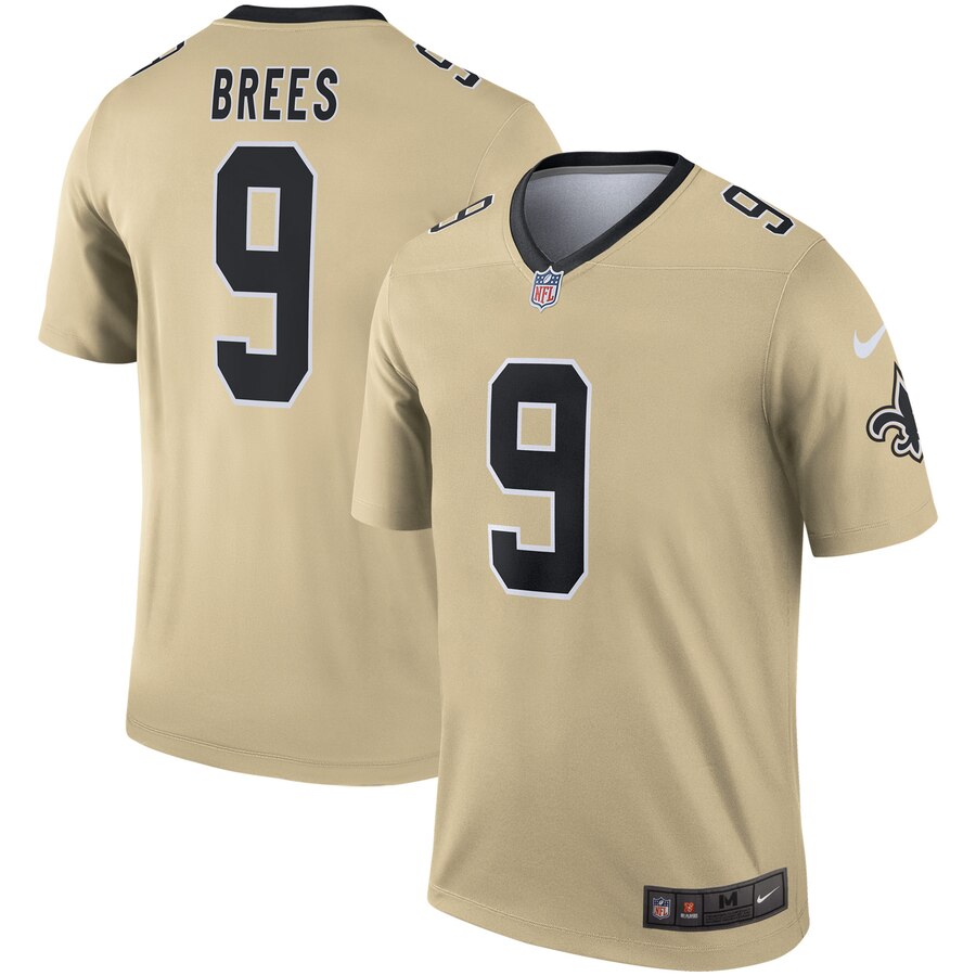 Personalized Saints 9 Drew Brees Cream Inverted Legend Jersey