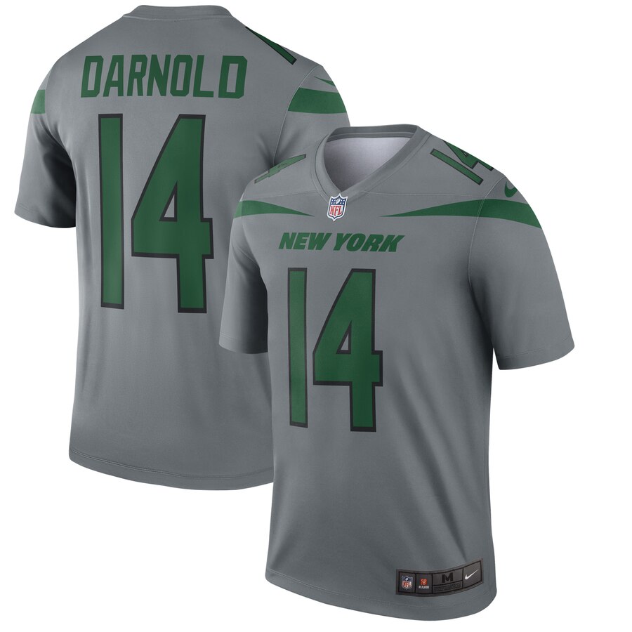 Personalized Jets 14 Sam Darnold Gray Inverted Legend Jersey