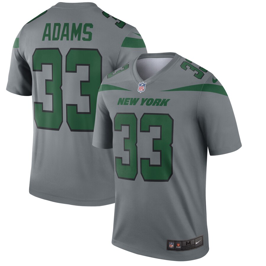 Personalized Jets 33 Jamal Adams Gray Inverted Legend Jersey