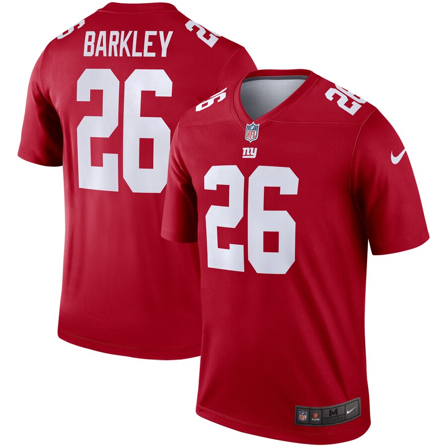 Personalized Giants 26 Saquon Barkley Red Inverted Legend Jersey