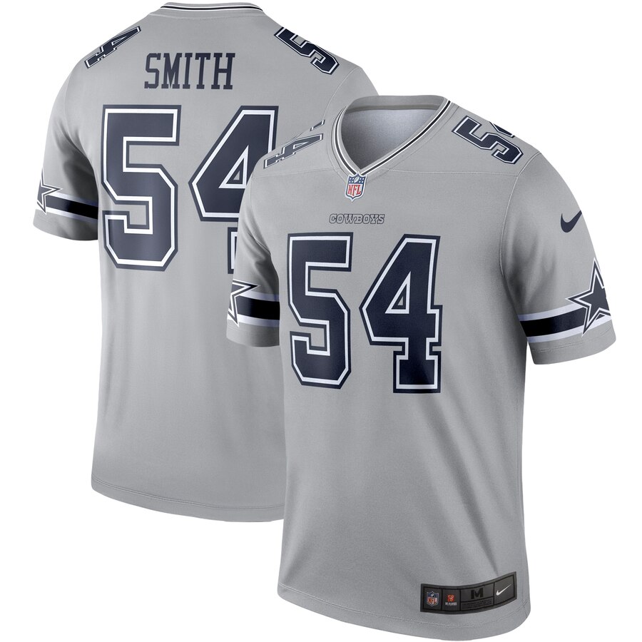 Personalized Cowboys 54 Jaylon Smith Gray Inverted Legend Jersey