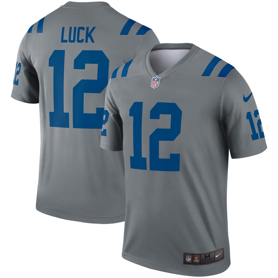 Personalized Colts 12 Andrew Luck Gray Inverted Legend Jersey